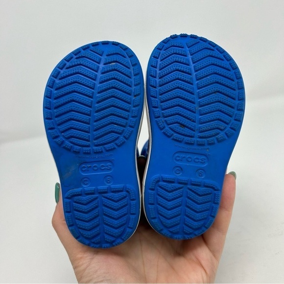 Crocs Unisex Child Kids Light Blue Rain Boots Size C6 Red and White Striped - Picture 8 of 13